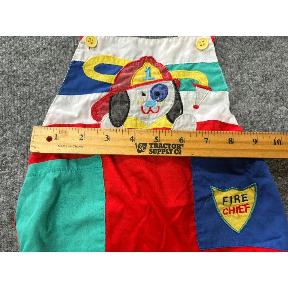 TMA Kids Overalls Toddler Boys 18 M 18 Month Fire Dog Firefighter Red Vintage